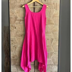 NWT Cecilia Nathal Sleeveless Midi Dress Size Medium Hot Pink Asymmetrical